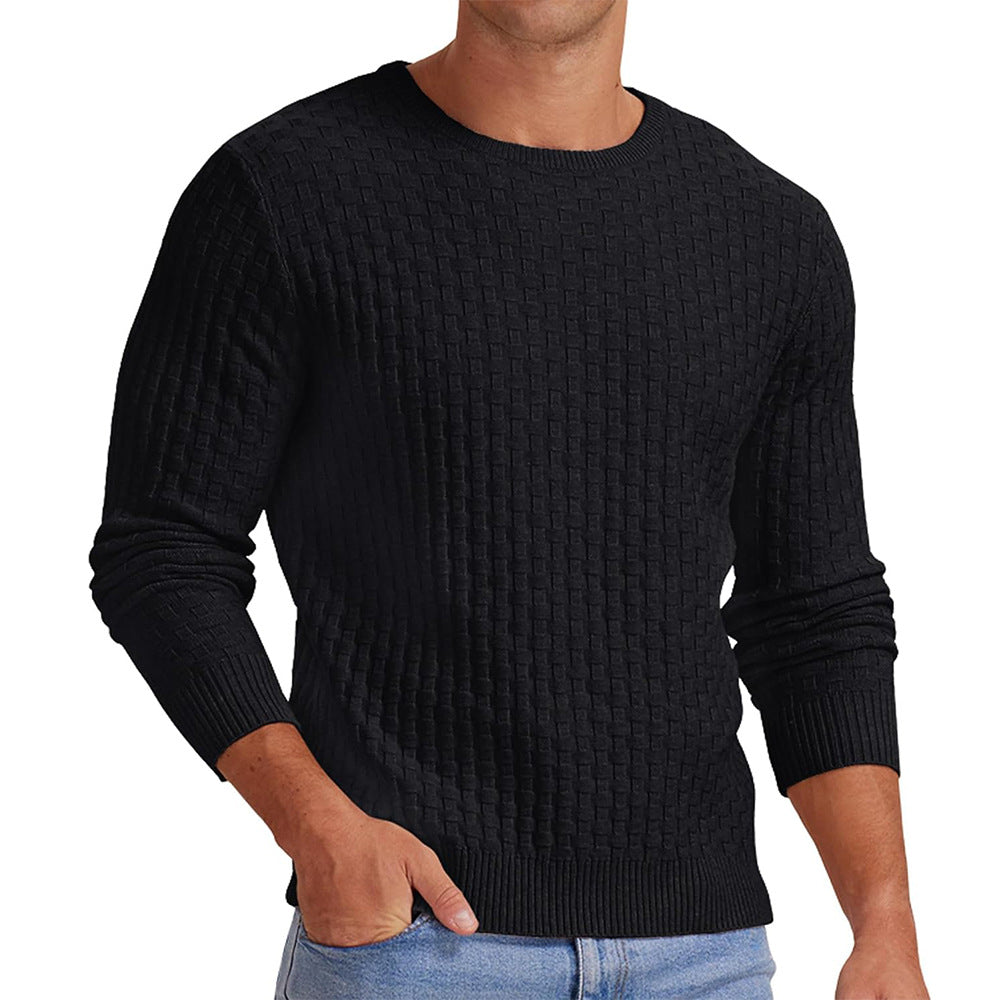 Herren strukturiertes Sweatshirt mit Rundhalsausschnitt und langem Arm Heidi-Mode