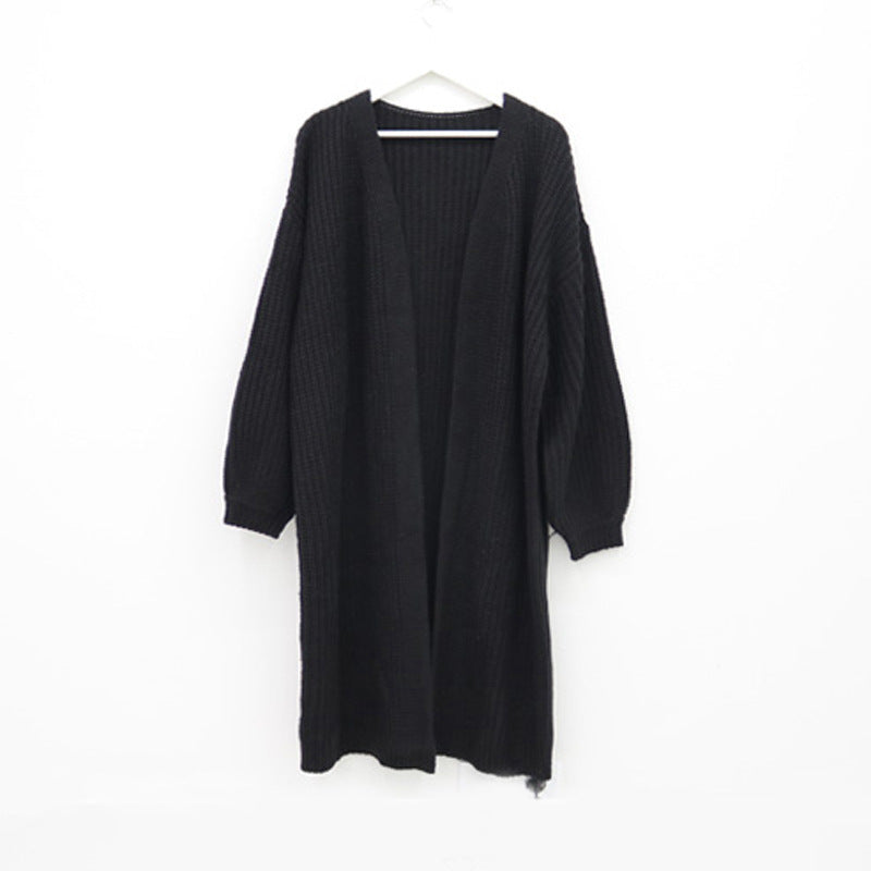 Damen Grober Strickcardigan mit offenem Schnitt und bequemen Ärmelabschlüssen Heidi-Mode