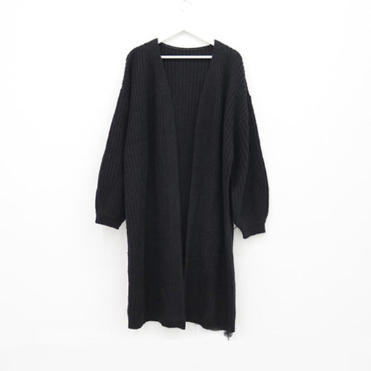 Damen Grober Strickcardigan mit offenem Schnitt und bequemen Ärmelabschlüssen Heidi-Mode