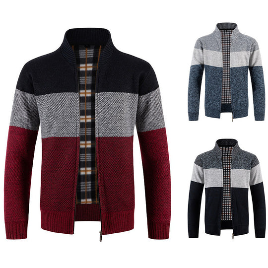 Herren Strickjacke mit modernem Farbblockdesign und kuscheligem Innenfutter Heidi-Mode