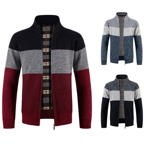 Herren Strickjacke mit modernem Farbblockdesign und kuscheligem Innenfutter Heidi-Mode