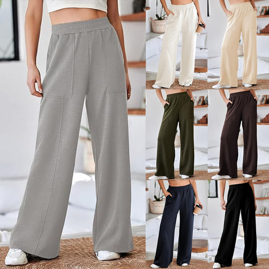 Damen weite Lounge-Hose mit elastischem Bund und praktischen Seitentaschen Heidi-Mode