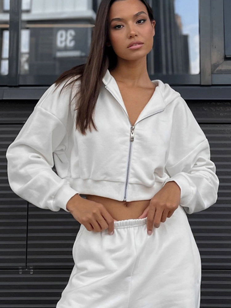 Damen cropped Hoodie und kurze Sporthose Set Heidi-Mode