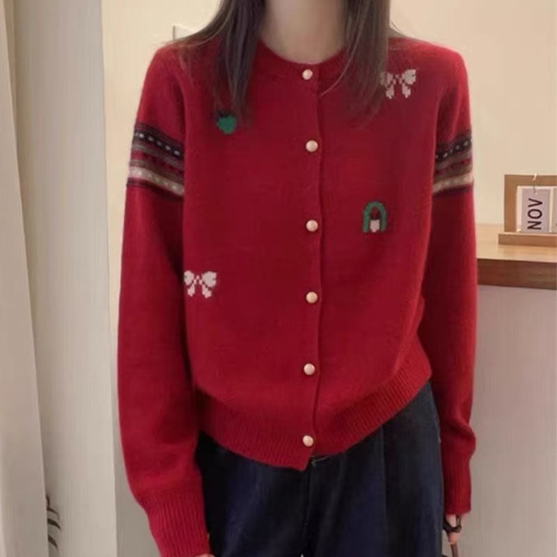 Damen Strickjacke mit eleganten Applikationen und Knopfdetails Heidi-Mode