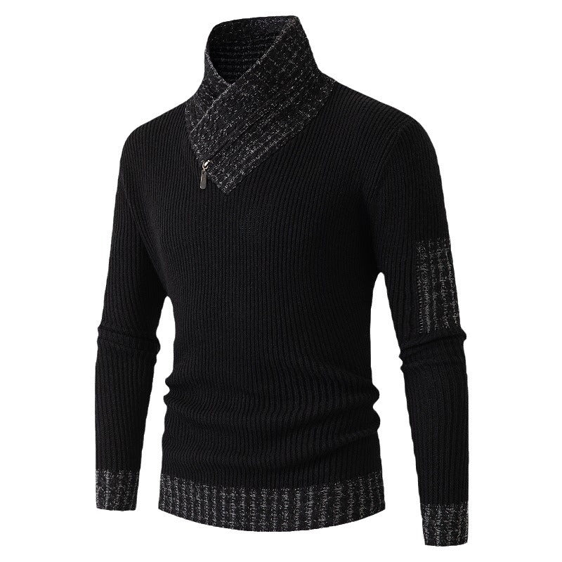 Herren Pullover mit modernem asymmetrischem Kragen und strukturiertem Design Heidi-Mode