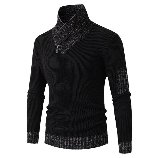 Herren Pullover mit modernem asymmetrischem Kragen und strukturiertem Design Heidi-Mode