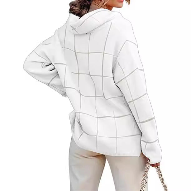 Damen Kariertes Hoodie mit Taschen und lässigem Schnitt Heidi-Mode