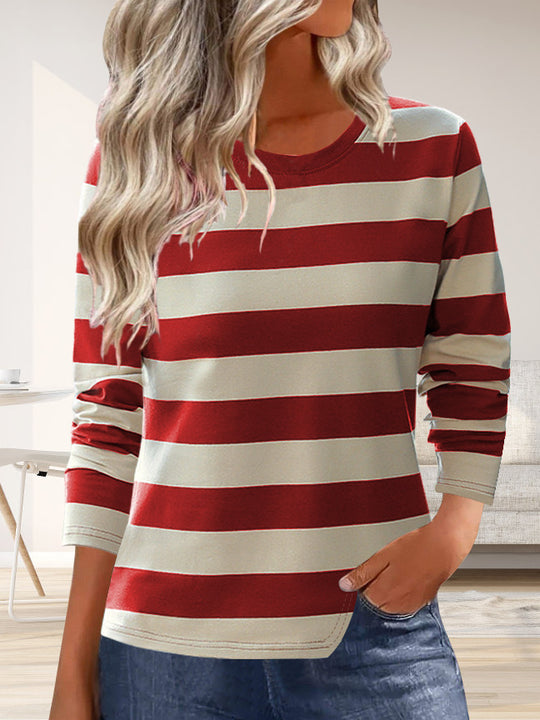 Damen Langarmshirt mit modernem Streifenmuster und bequemer Passform Heidi-Mode