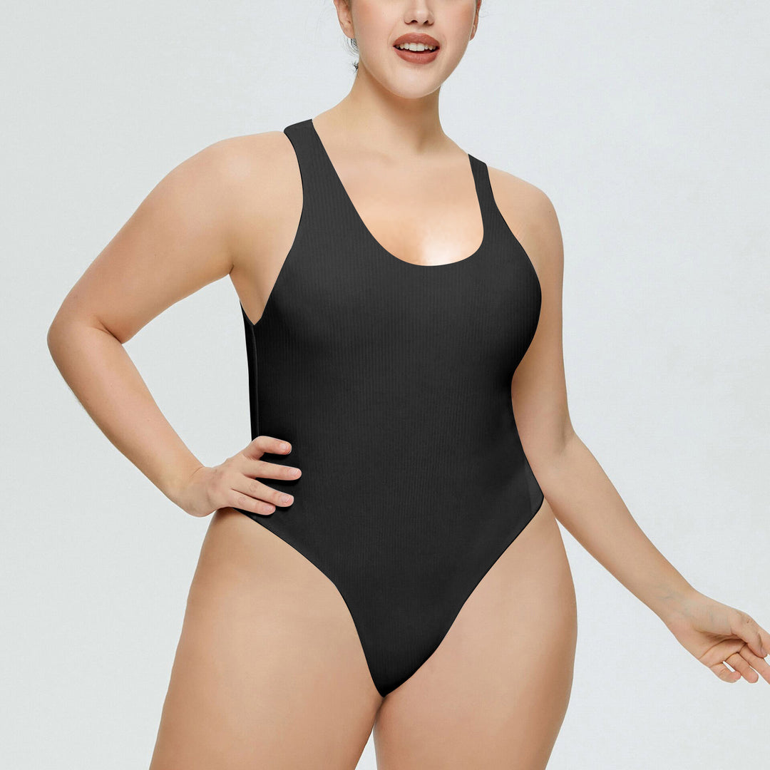 Damen Hochgeschnittenes Rib-Badeanzug Heidi-Mode