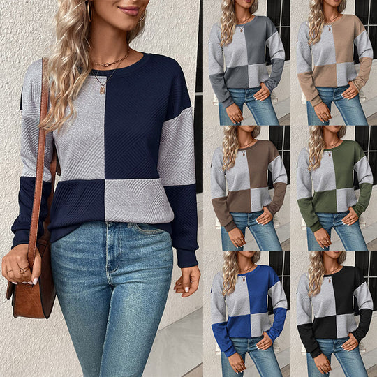 Damen gestreiftes Sweatshirt mit modischem Farbblockdesign Heidi-Mode
