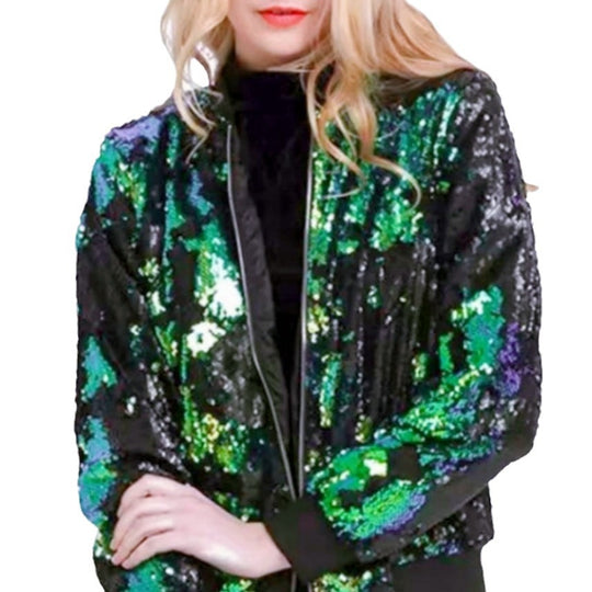 Damen Glamouröse Pailletten-Bomberjacke Heidi-Mode