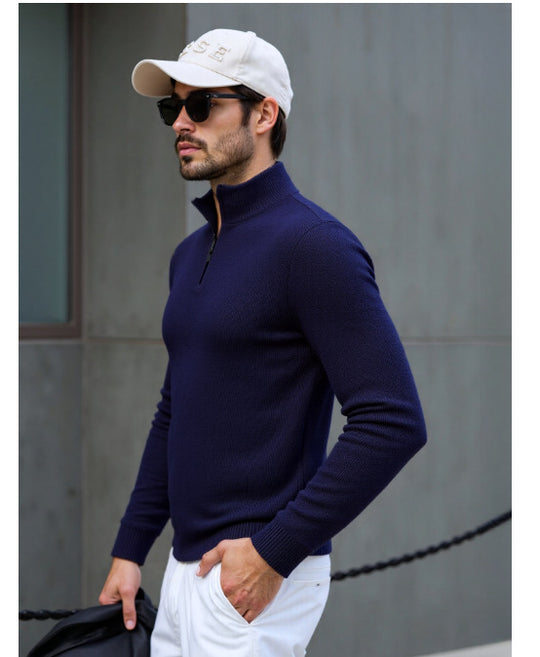 Herren Rollkragenpullover mit modernem Strukturdesign Heidi-Mode
