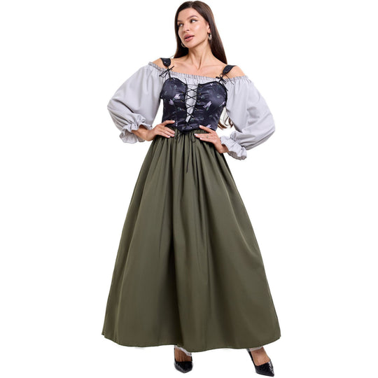 Damen Trachtenkleid mit romantischem Oberteil und fließendem Rock Heidi