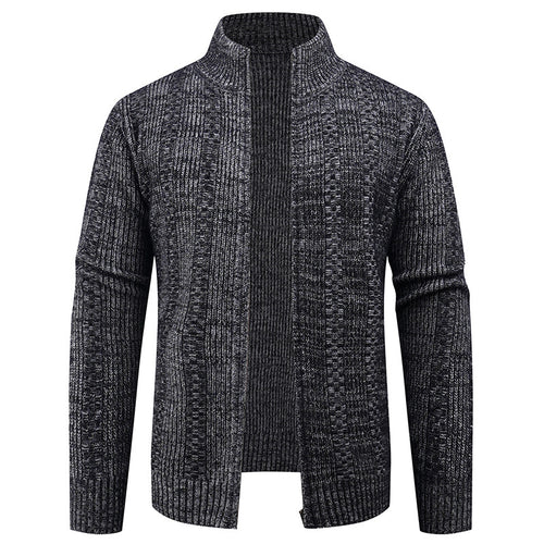 Herren Strickjacke mit strukturierter Oberfläche und hohem Kragen Heidi-Mode