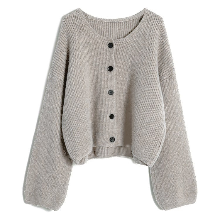 Damen modischer Short Cardigan mit feiner Rippstruktur und Knopfdetaillierung Heidi-Mode