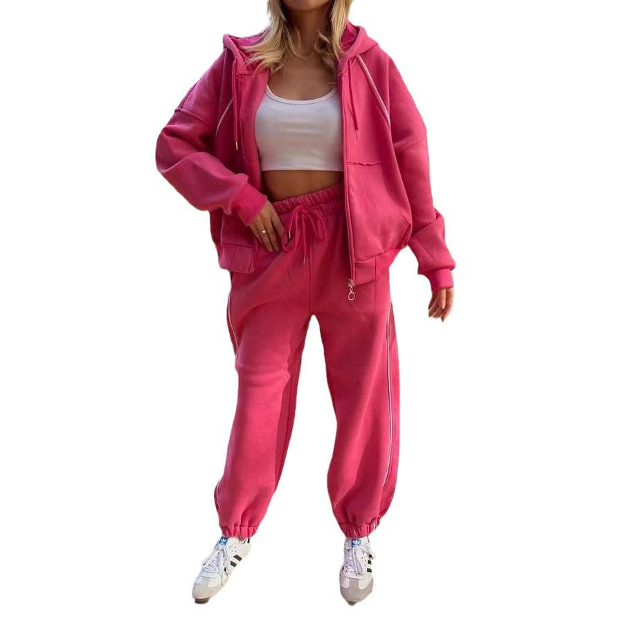 Damen Sportliches Set aus Hoodie und lässiger Jogginghose mit Kordelzug Heidi-Mode