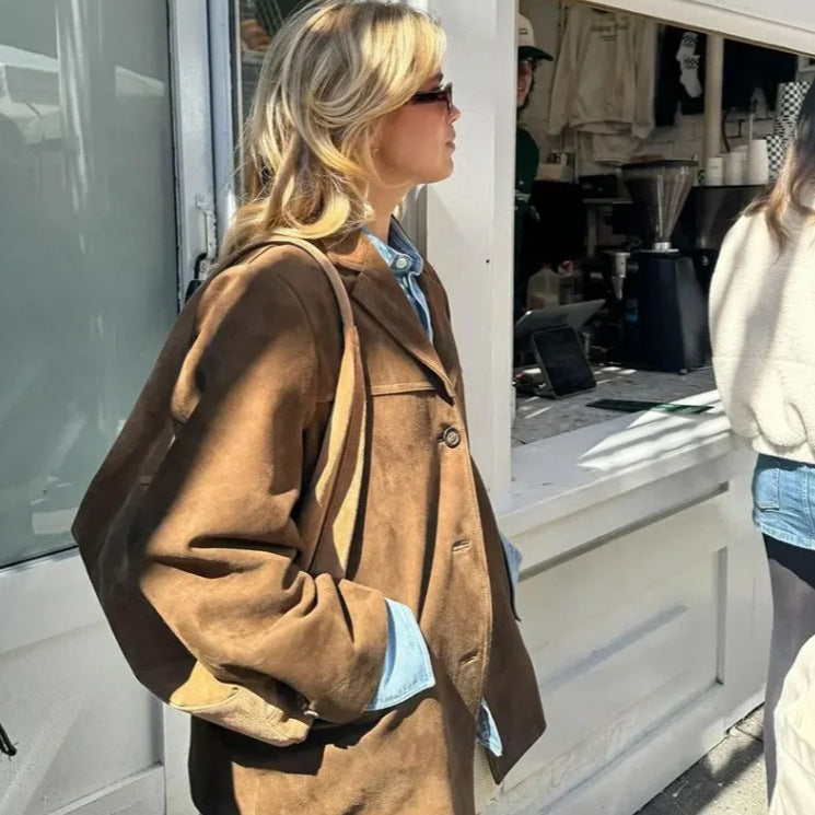 Damen Hochwertige Blazerjacke aus strukturiertem Material Heidi-Mode