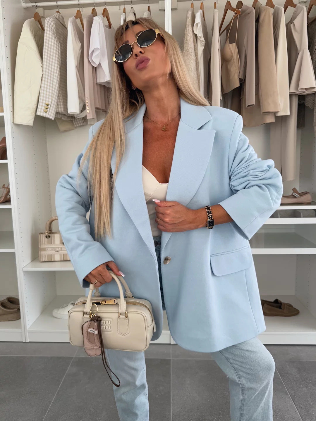 Damen oversized Blazerjacke mit modernem Schnitt und nachhaltigen Materialien Heidi-Mode