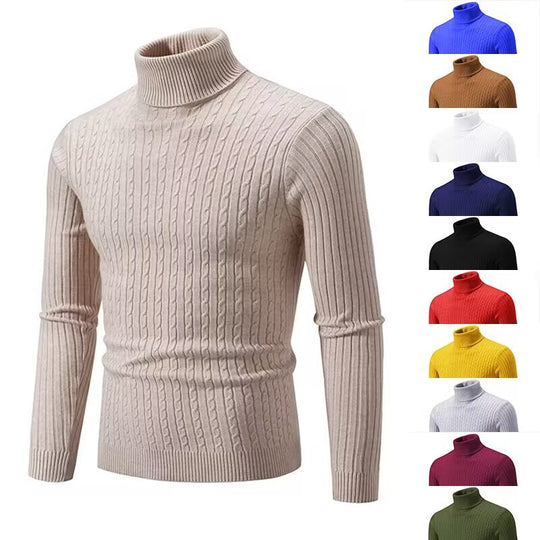 Herren stilvoller Rollkragenpullover aus feinem Strick Heidi-Mode