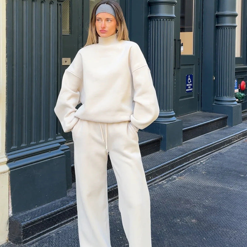 Damen Lässiges und gemütliches Travel-Set mit hohem Kragen und weitem Schnitt Heidi-Mode