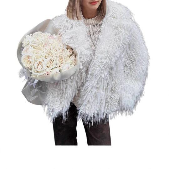 Damen Kunstfelljacke im extravagant gefransten Design Heidi-Mode