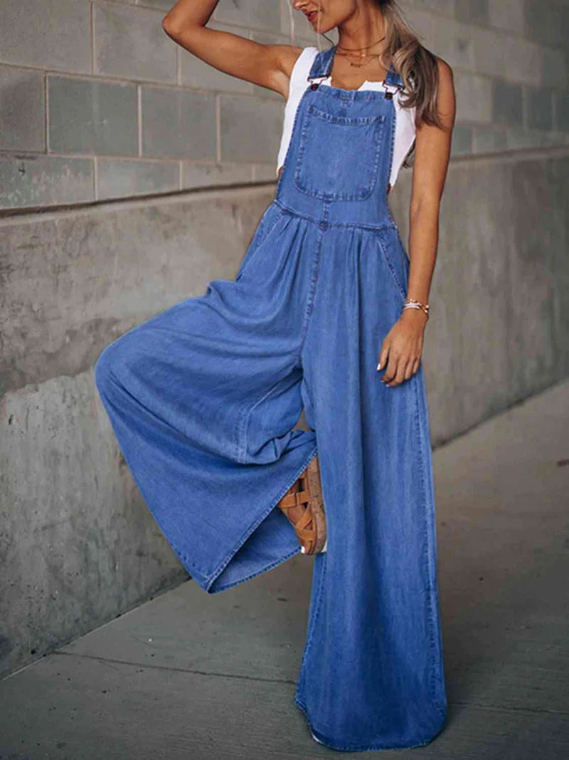 Femme Weite-Leg Denim Overalls Heidi-Mode