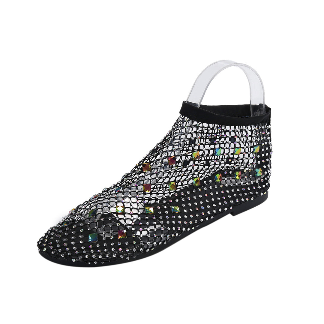 Damen Modische Transparente Stiefeletten mit Strassverzierungen Heidi-Mode