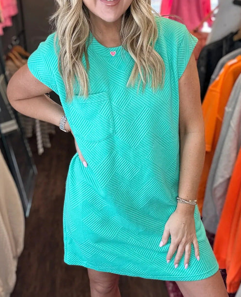 Damen lässiges T-Shirt-Kleid mit einem stilvollen strukturierten Design Heidi-Mode