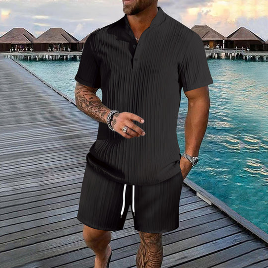 Herren stilvolle Kurzarm Polohemd und Shorts Set Heidi-Mode