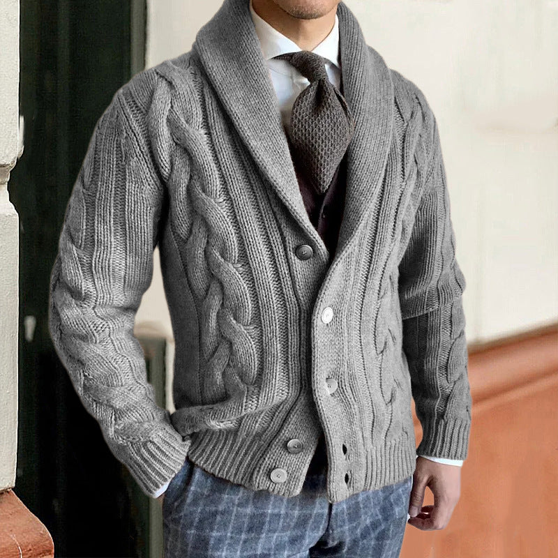 Herren Strickjacke mit modernen Zopfmuster Heidi-Mode