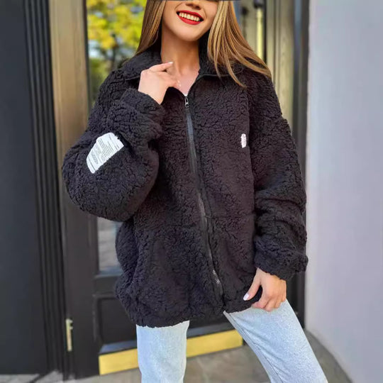 Damen Fleecejacke mit weichem Innenfutter und hoher Kragen Heidi-Mode