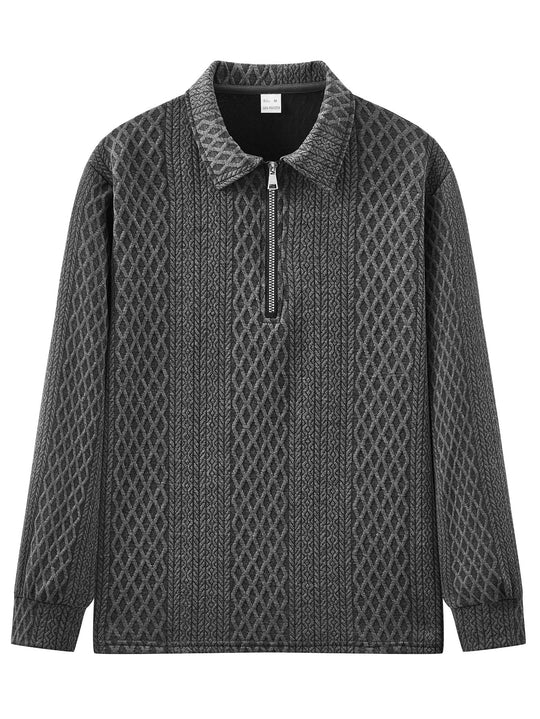 Herren Sweatshirt mit modischem Stehkragen und strukturiertem Design Heidi-Mode