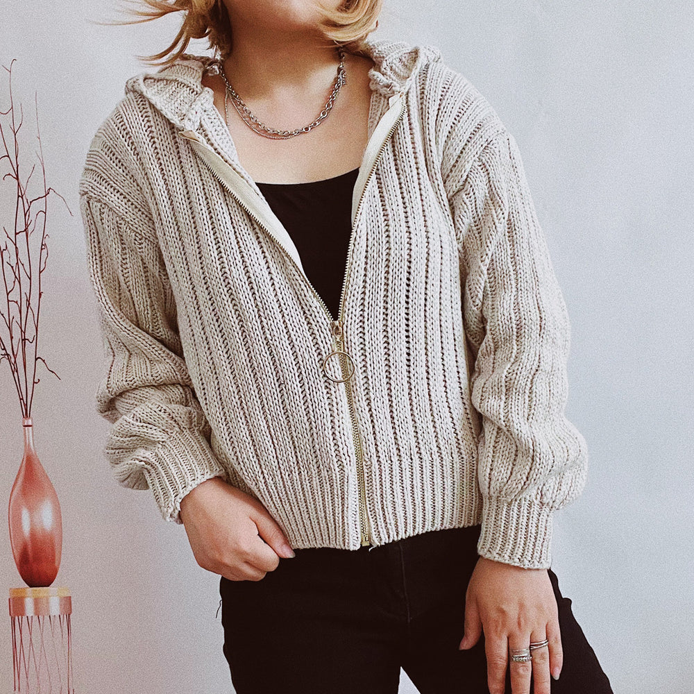 Damen Strickjacke mit auffälligem Reißverschluss und lässigem Schnitt Heidi-Mode