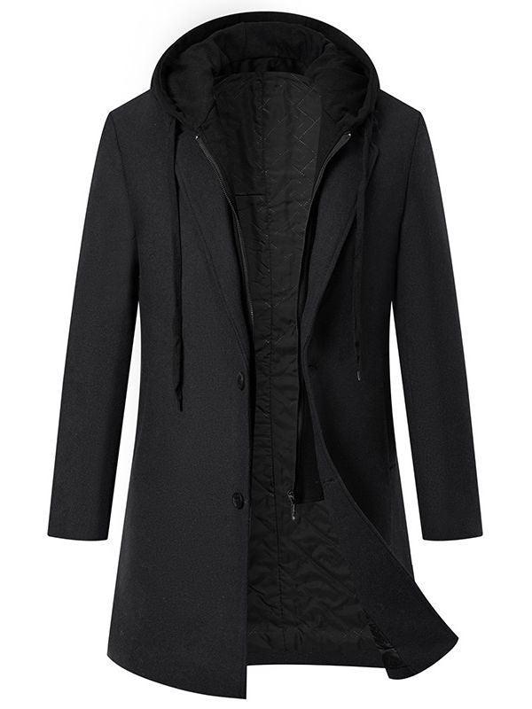 Herren eleganter Mantel mit abnehmbarer Kapuze und prämierter Isolierung Heidi-Mode