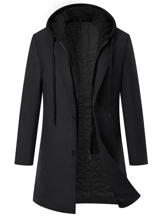 Herren eleganter Mantel mit abnehmbarer Kapuze und prämierter Isolierung Heidi-Mode