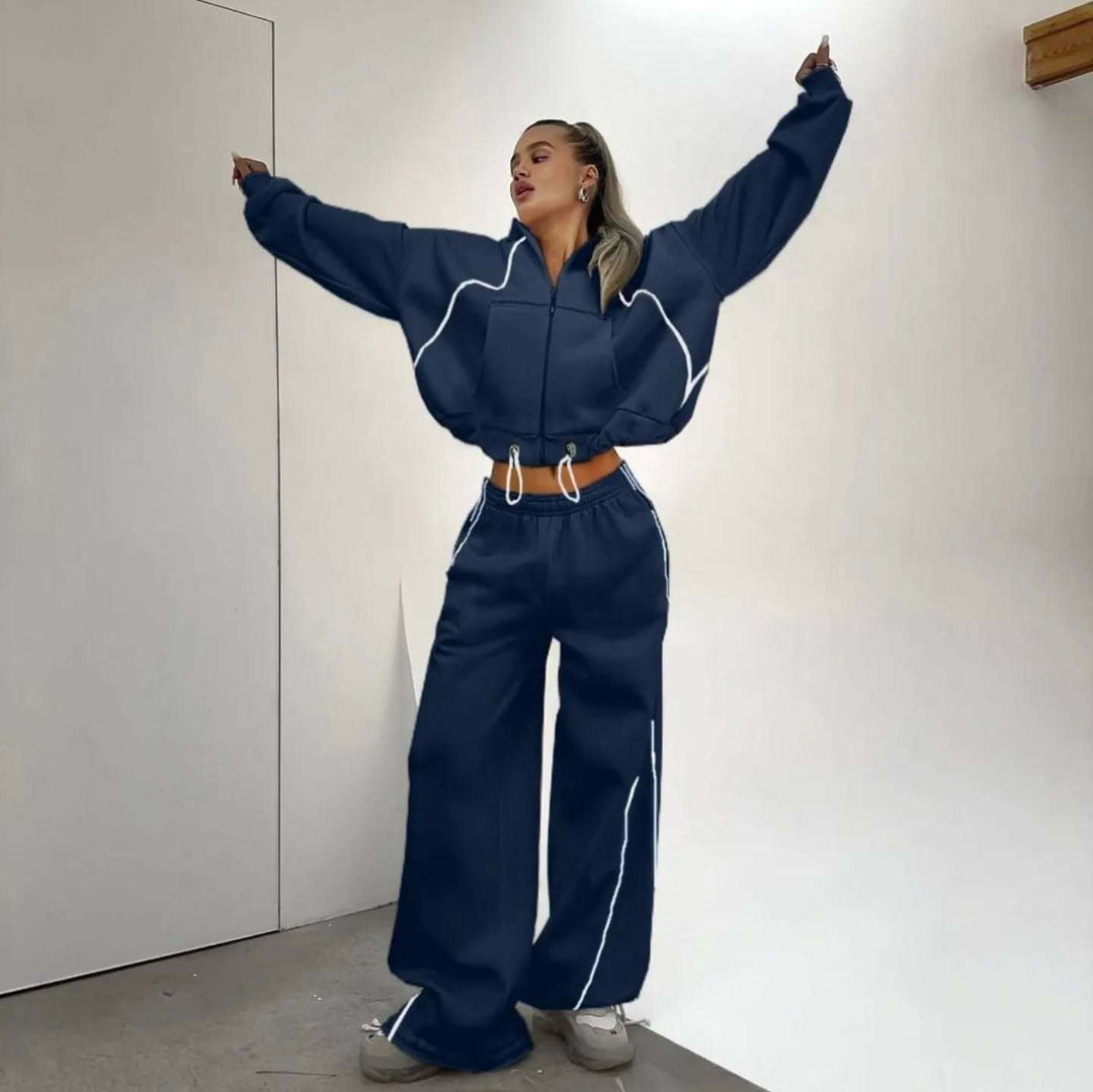 Damen lässiger Oversized Sportanzug mit reflektierenden Details Heidi-Mode
