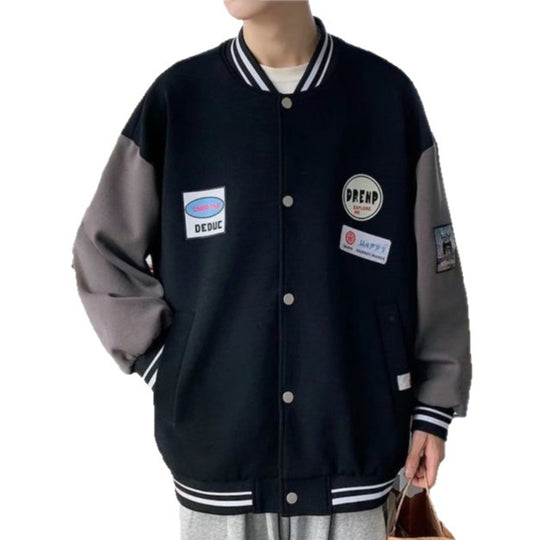 Herren Collegejacke mit praktischen Taschen und Stickereien Heidi-Mode
