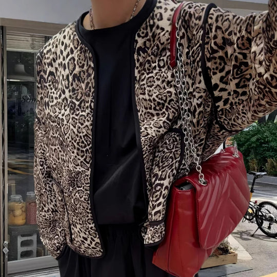 Damen attraktive Jacke im angesagten Leopardenmuster Heidi-Mode