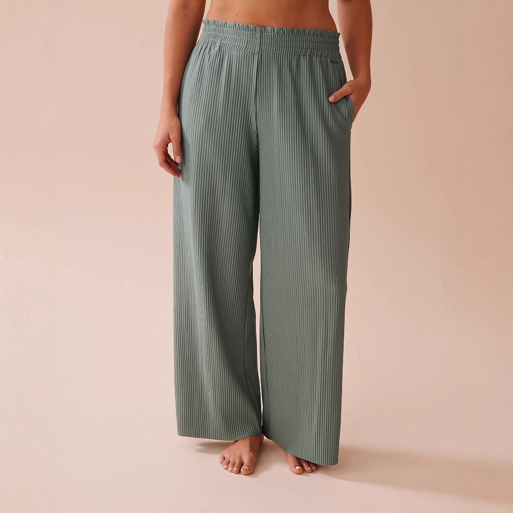 Damen Plissee-Hose mit elastischem Bund und Seitentaschen Heidi-Mode