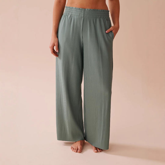 Damen Plissee-Hose mit elastischem Bund und Seitentaschen Heidi-Mode
