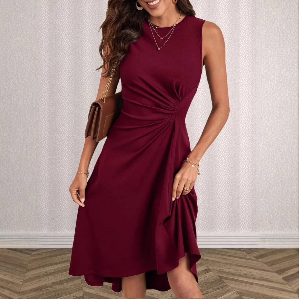 Damen Elegantes Wickelkleid mit asymmetrischem Saum und gerafften Details Heidi-Mode