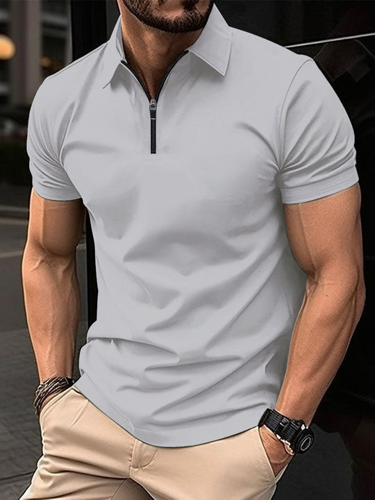 Herren Funktionspoloshirt mit modernem Reißverschluss und atmungsaktiven Eigenschaften Heidi-Mode