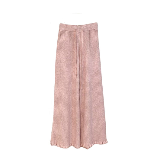 Damen Fließende Strickhose mit weichem Material und elegantem Saum Heidi-Mode
