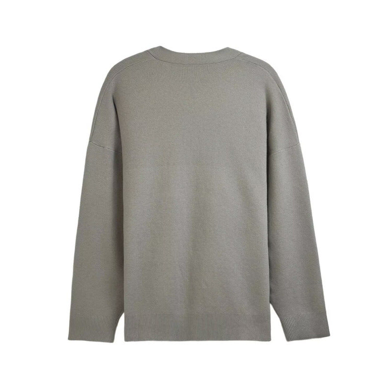 Damen lässiger Pullover mit klassischem Rundhalsausschnitt und langem Arm Heidi-Mode