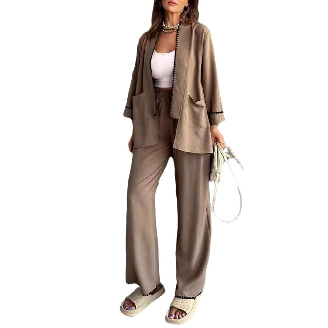 Damen Elegant geschnittene Jacke mit kontrastierendem Saum Heidi-Mode