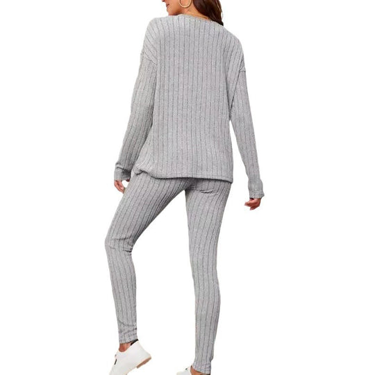Damen Loungewear-Set mit geripptem Design und weitem Schnitt Heidi-Mode