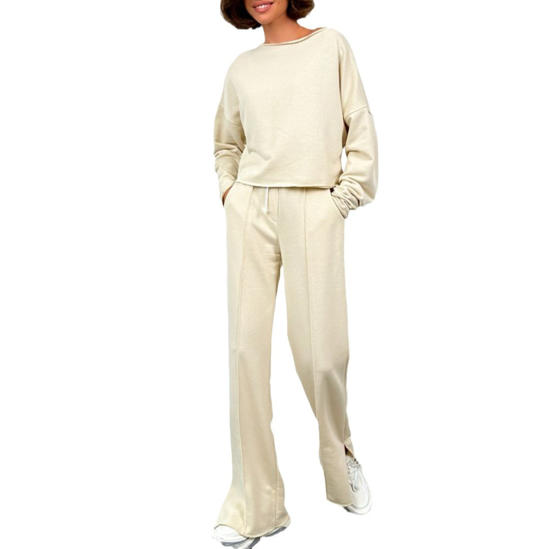 Damen lässiges Crop-Top und weite Sporthose Heidi-Mode