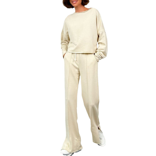 Damen lässiges Crop-Top und weite Sporthose Heidi-Mode