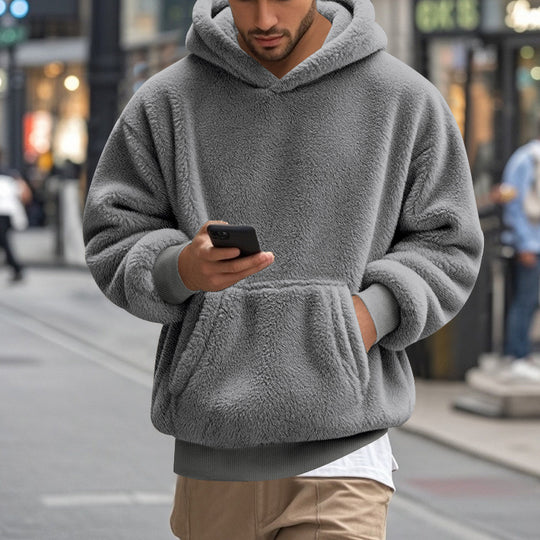Herren übergroßer Fleece-Hoodie mit Kängurutasche und gemütlichem Schnitt Heidi-Mode