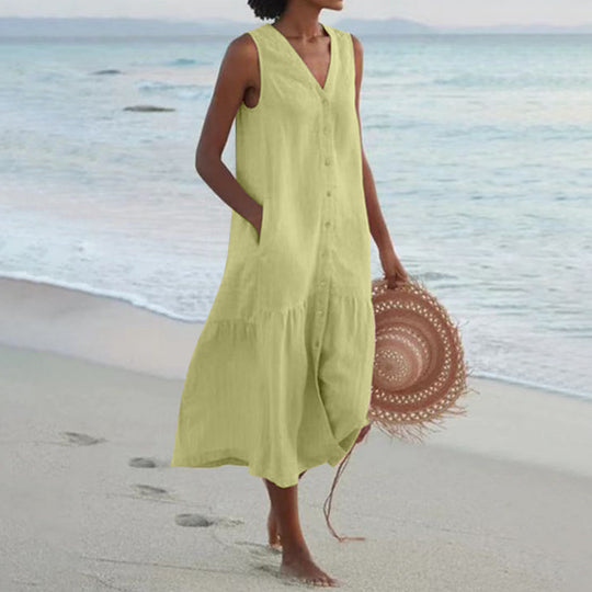 Damen Sommerliches Leinenkleid Heidi-Mode
